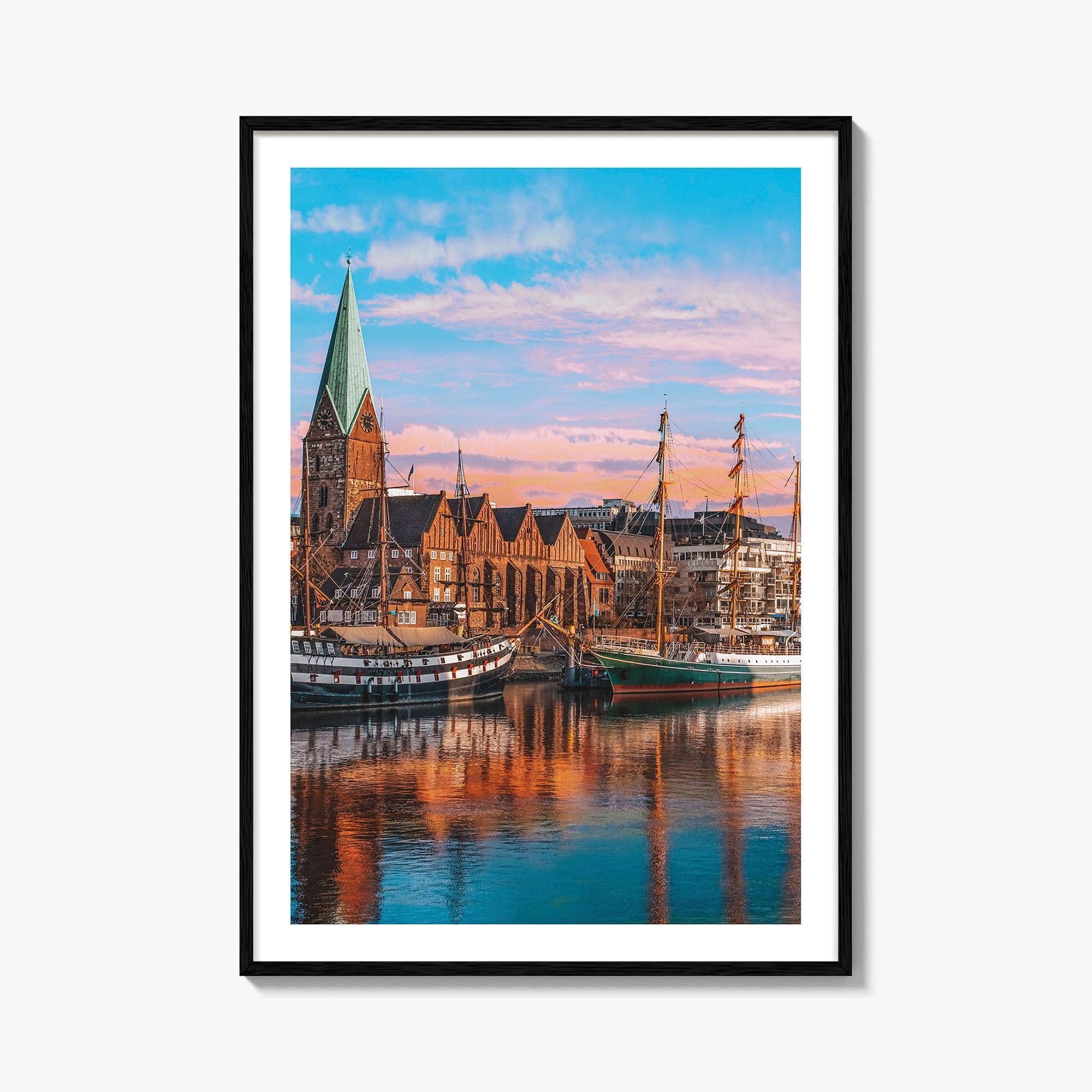 Bremen Fine Art Photo Print, Weser River, Schlachte Promenade, Tall Ships, Germany Poster
