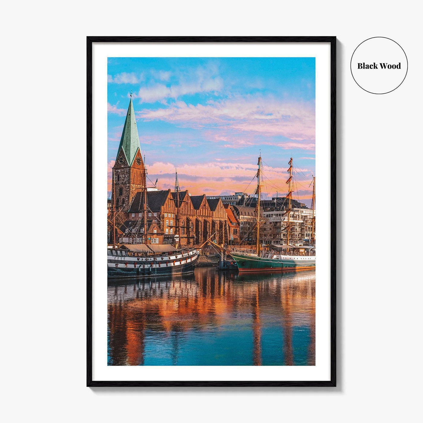 Bremen Fine Art Photo Print, Weser River, Schlachte Promenade, Tall Ships, Germany Poster