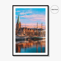 Bremen Fine Art Photo Print, Weser River, Schlachte Promenade, Tall Ships, Germany Poster