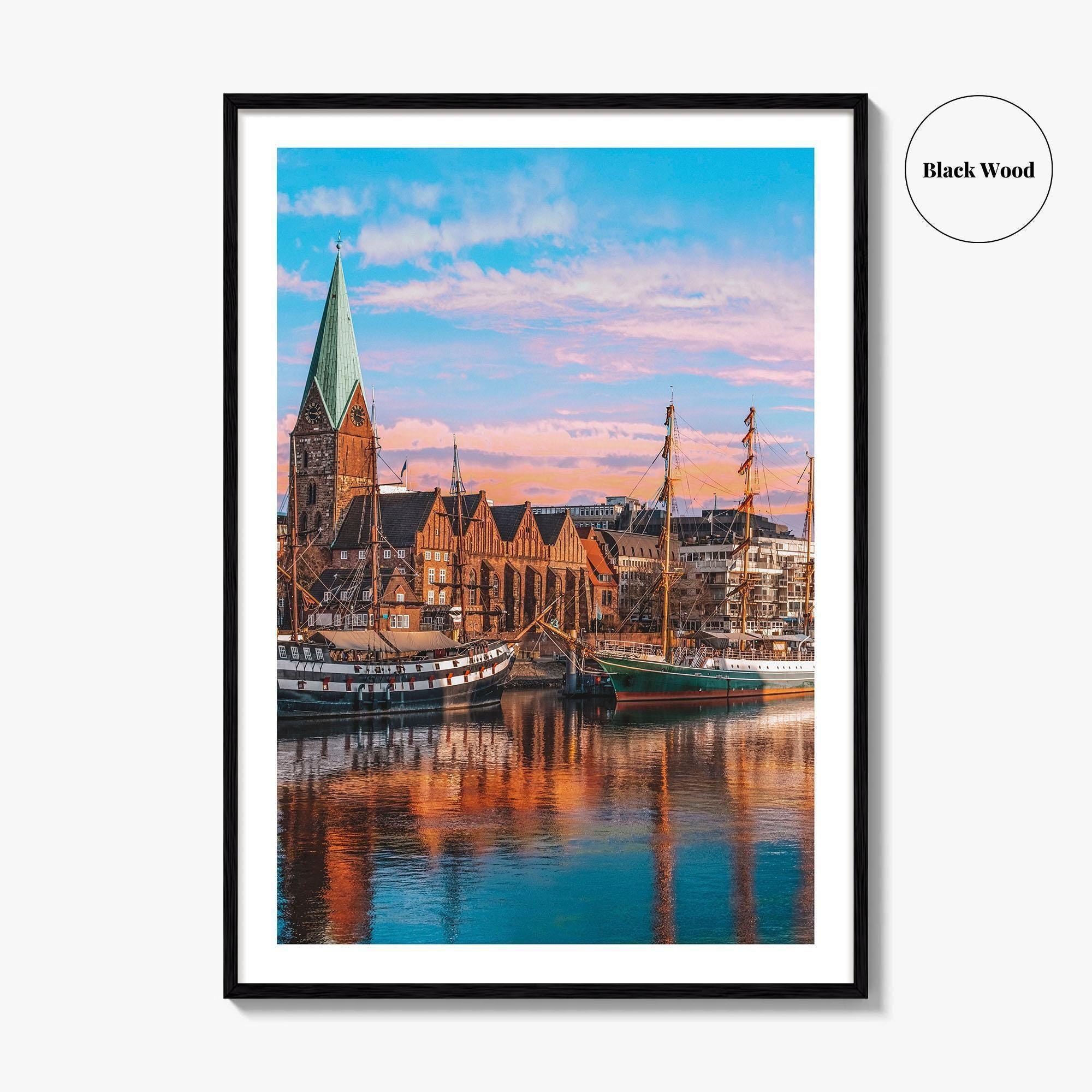 Bremen Fine Art Photo Print, Weser River, Schlachte Promenade, Tall Ships, Germany Poster