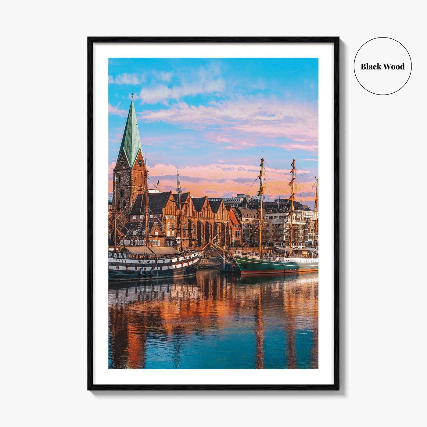 Bremen Fine Art Photo Print, Weser River, Schlachte Promenade, Tall Ships, Germany Poster