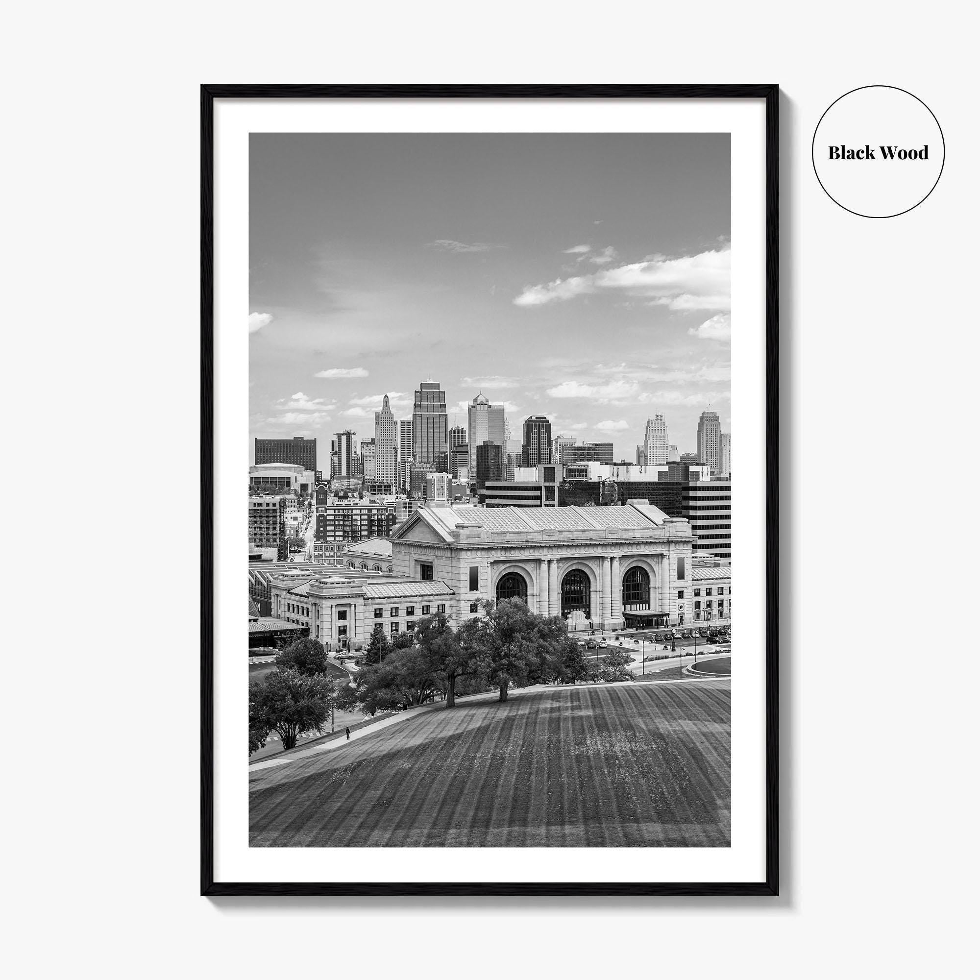 Kansas City Skyline Black and White Fine Art Photo Print, Missouri Union Station Poster