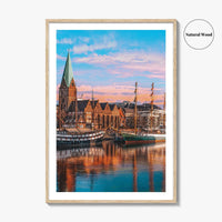 Bremen Fine Art Photo Print, Weser River, Schlachte Promenade, Tall Ships, Germany Poster