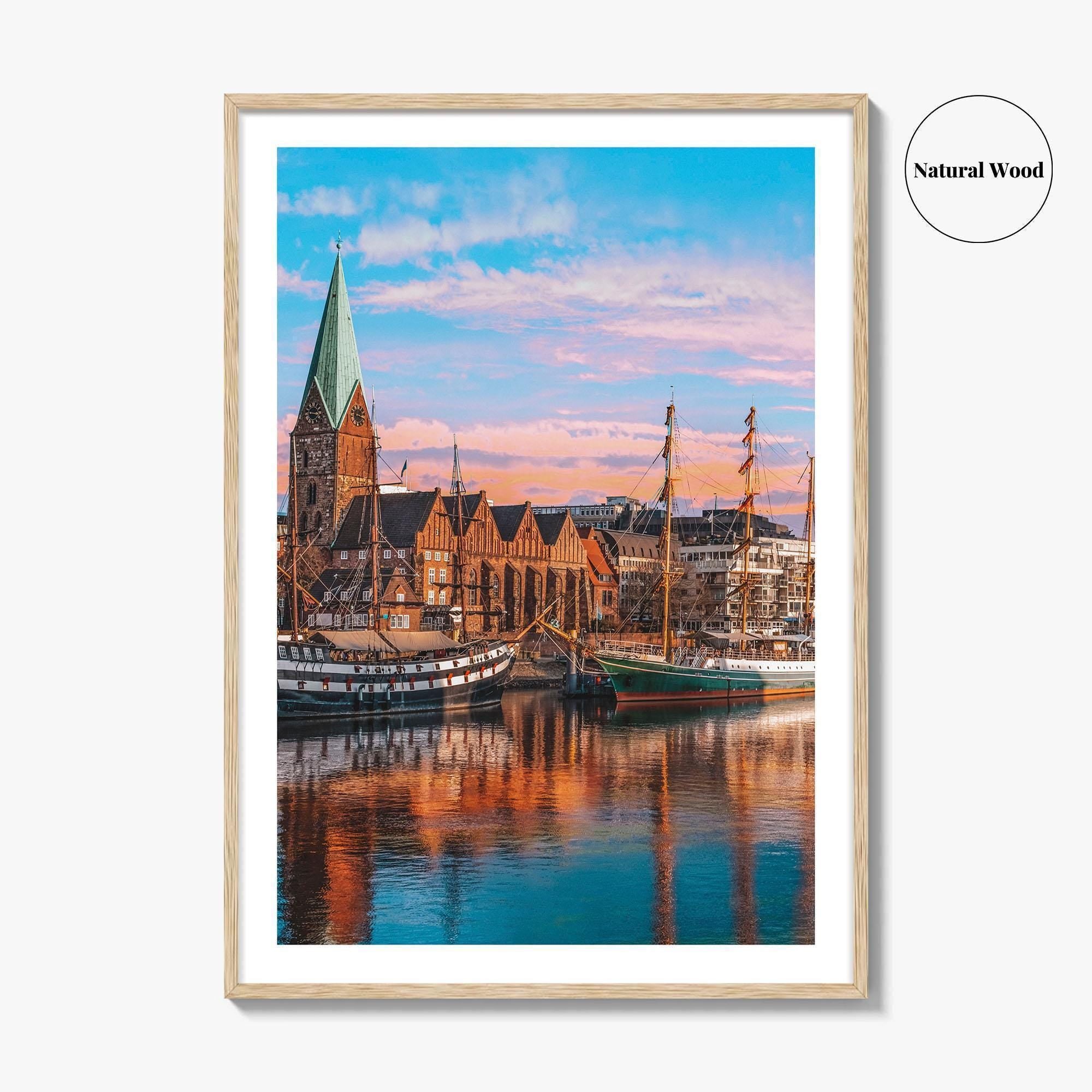 Bremen Fine Art Photo Print, Weser River, Schlachte Promenade, Tall Ships, Germany Poster