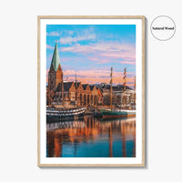 Bremen Fine Art Photo Print, Weser River, Schlachte Promenade, Tall Ships, Germany Poster