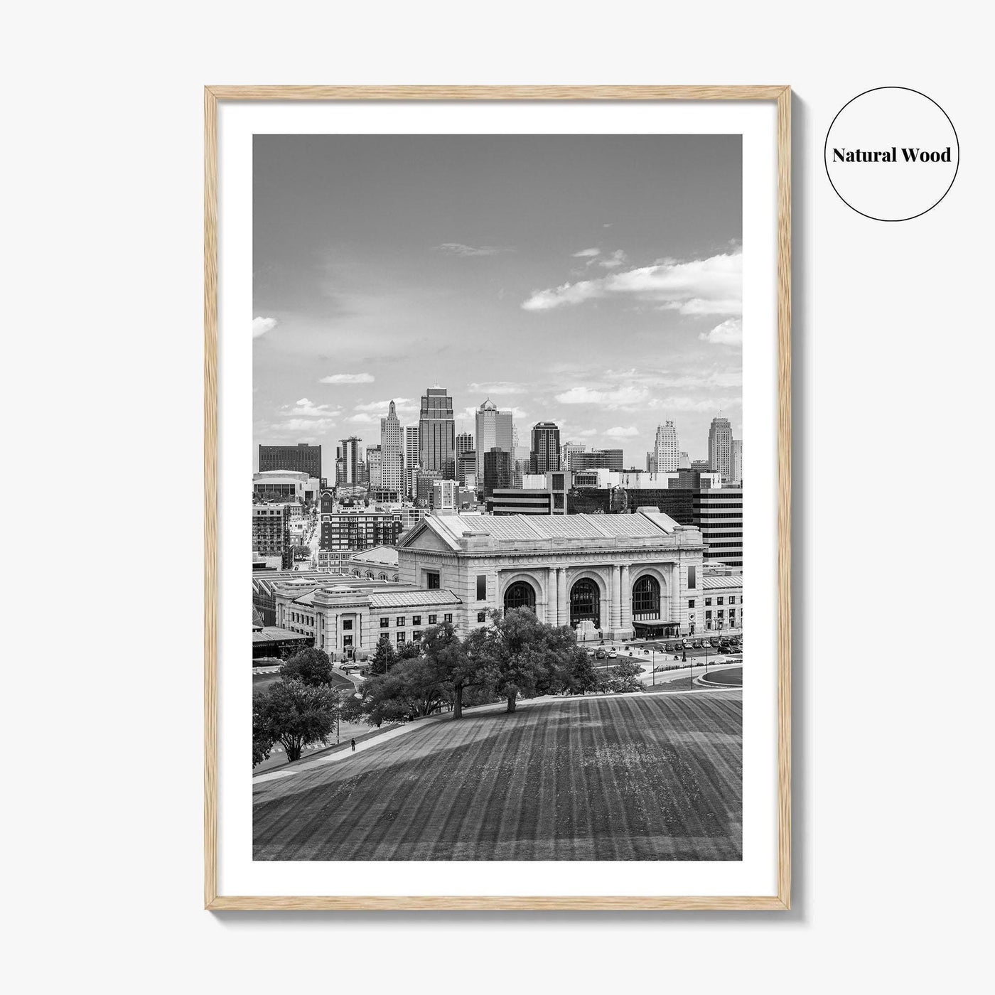 Kansas City Skyline Black and White Fine Art Photo Print, Missouri Union Station Poster
