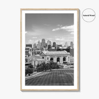 Kansas City Skyline Black and White Fine Art Photo Print, Missouri Union Station Poster
