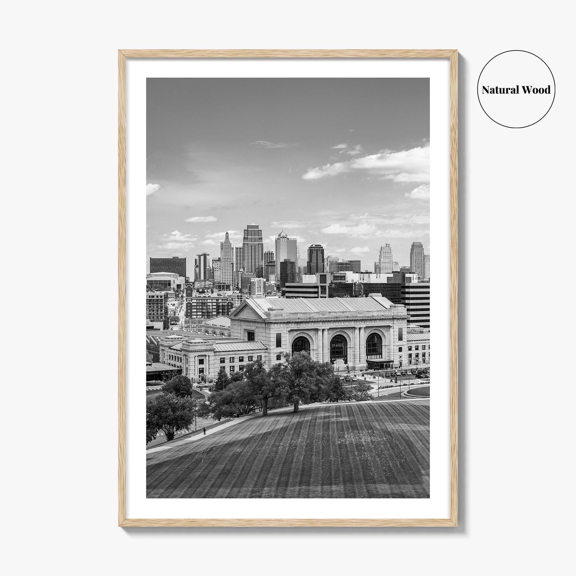 Kansas City Skyline Black and White Fine Art Photo Print, Missouri Union Station Poster