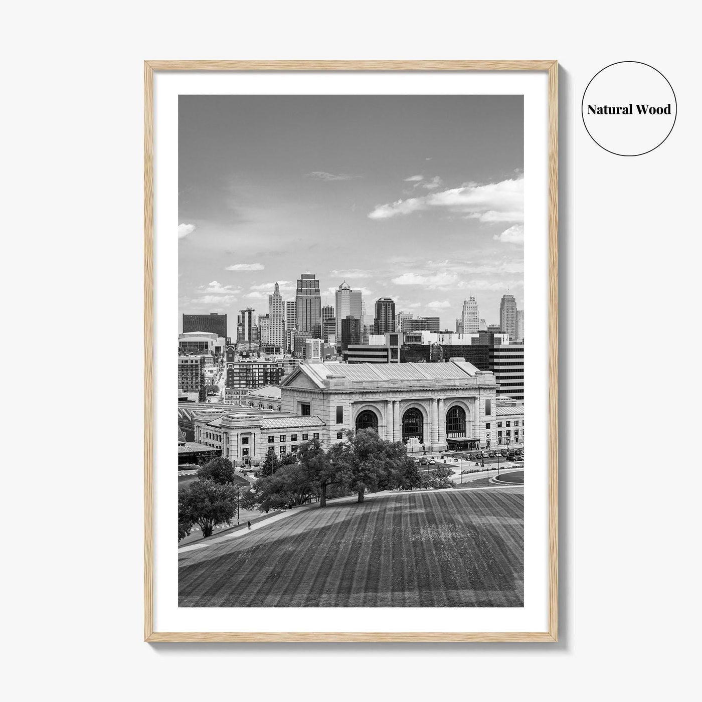 Kansas City Skyline Black and White Fine Art Photo Print, Missouri Union Station Poster