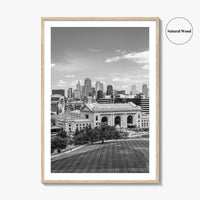 Kansas City Skyline Black and White Fine Art Photo Print, Missouri Union Station Poster