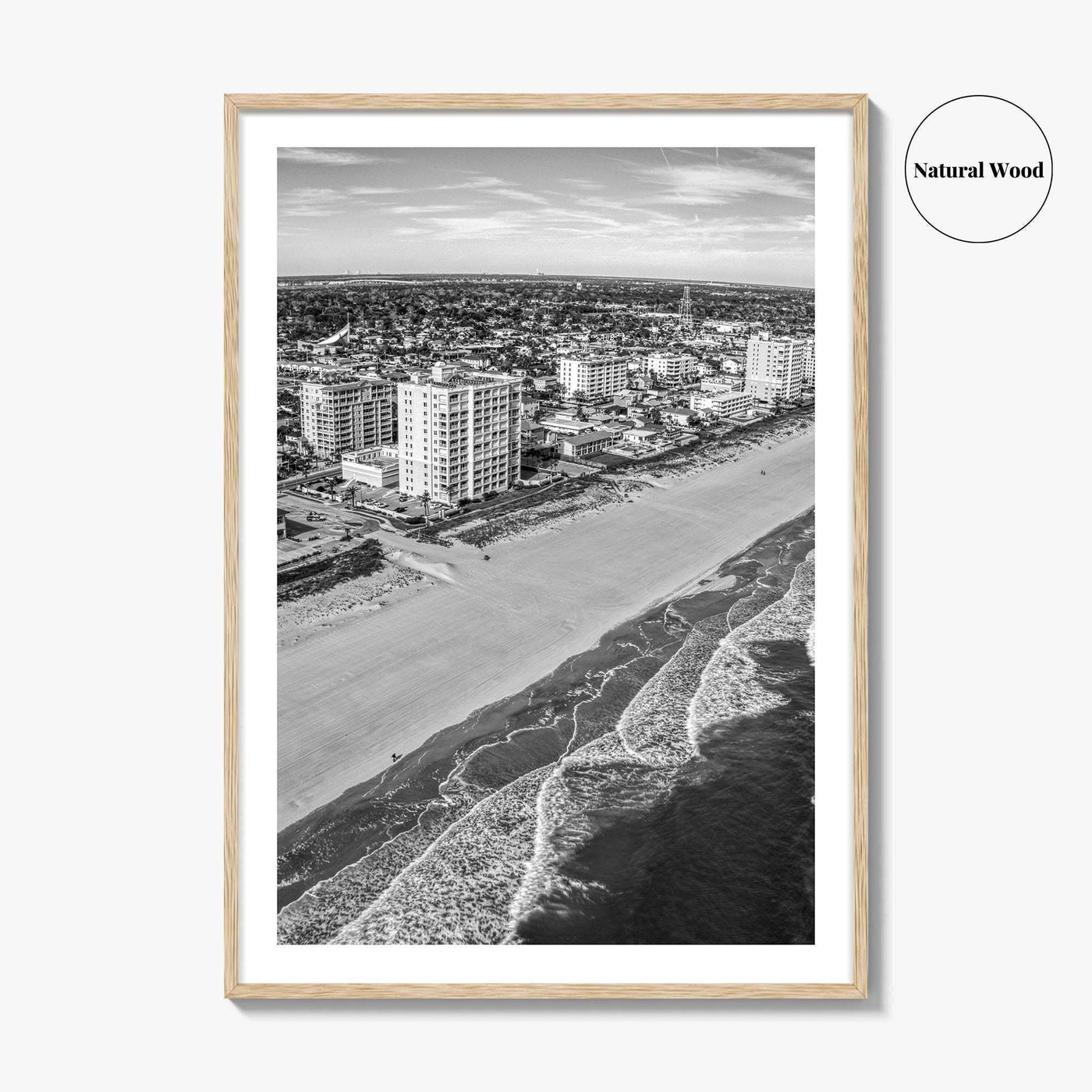 Jacksonville Beach Black and White Fine Art Photo Print, Florida USA, Atlantic Coast, Poster