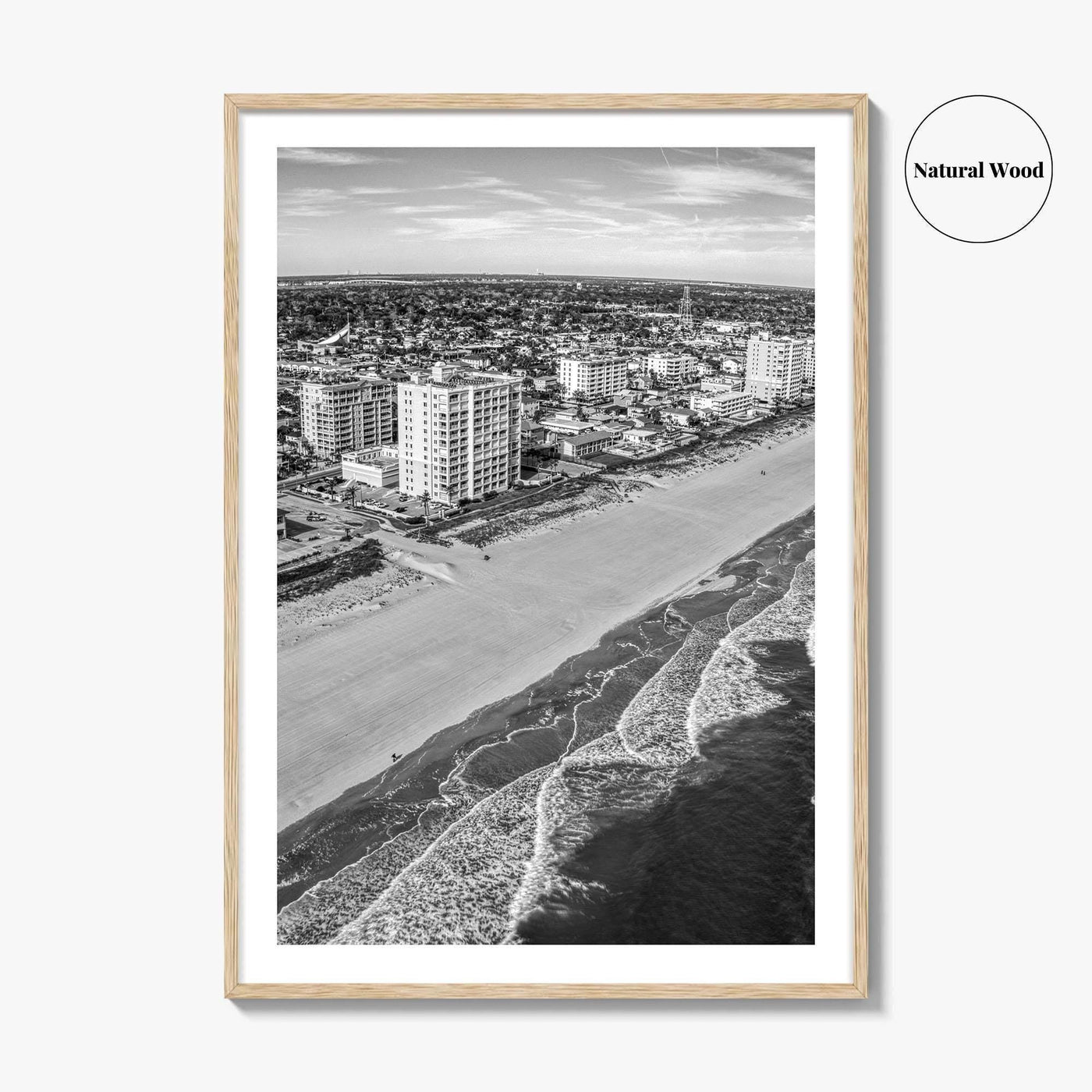 Jacksonville Beach Black and White Fine Art Photo Print, Florida USA, Atlantic Coast, Poster