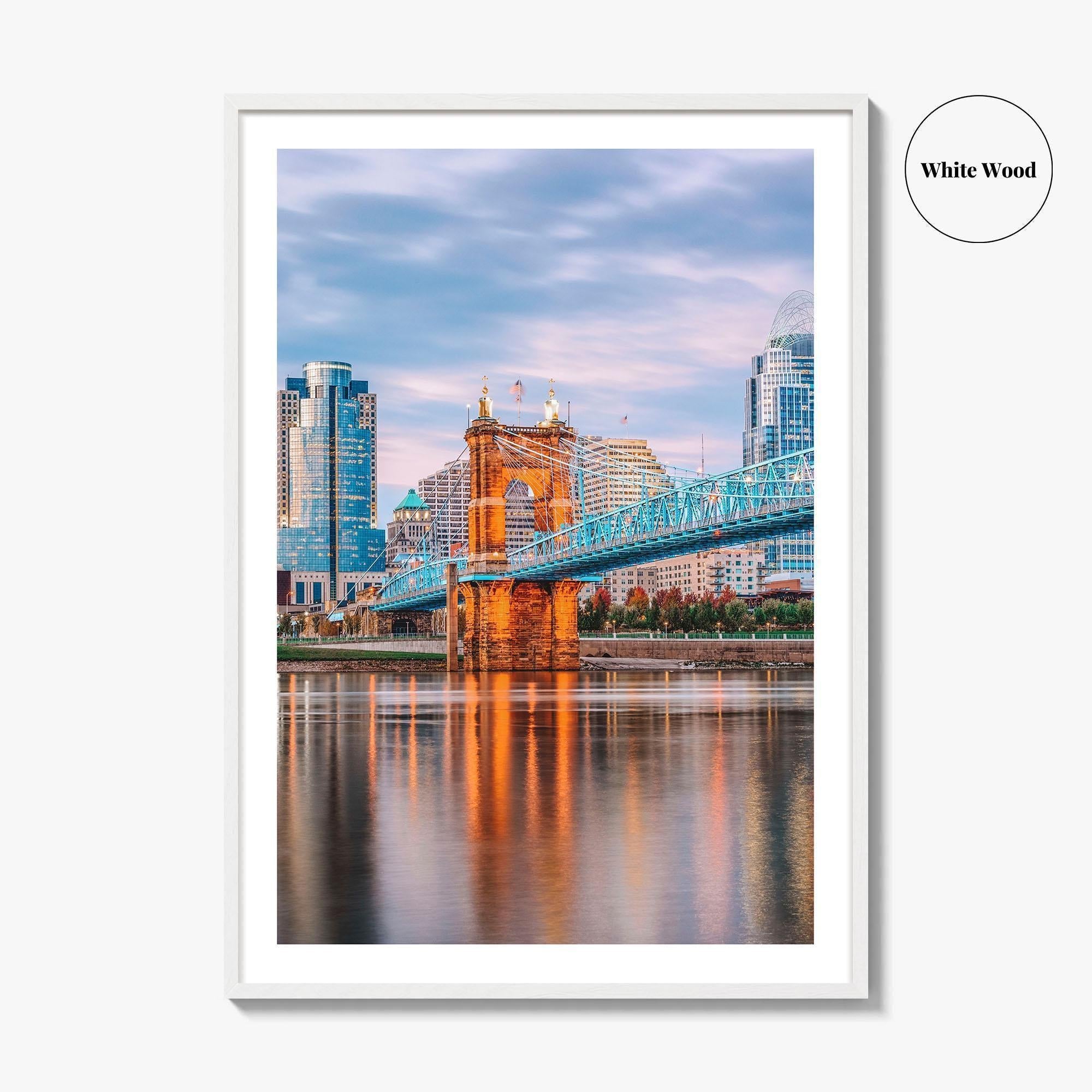 Cincinnati Skyline Fine Art Photo Print, Downtown, Ohio River Bridge, OH USA Wall Poster