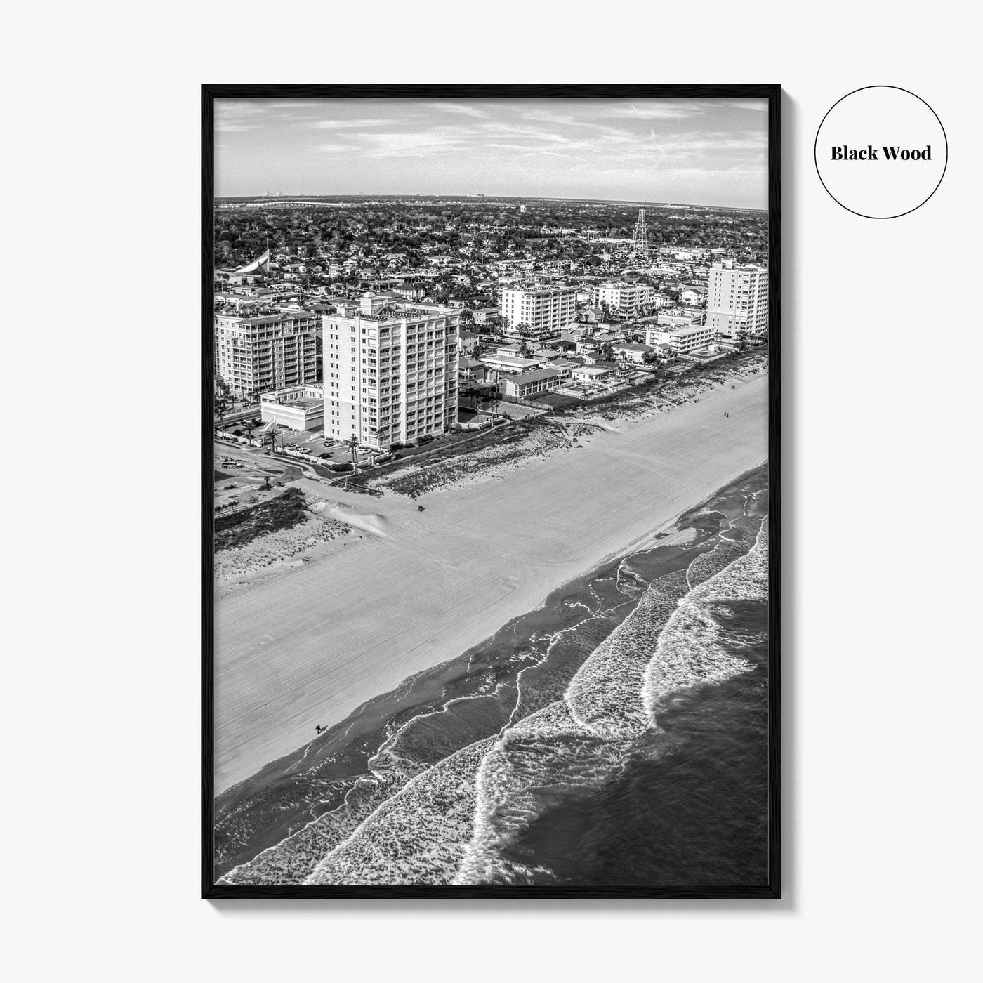 Jacksonville Beach Black and White Fine Art Photo Print, Florida USA, Atlantic Coast, Poster