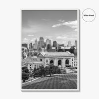 Kansas City Skyline Black and White Fine Art Photo Print, Missouri Union Station Poster