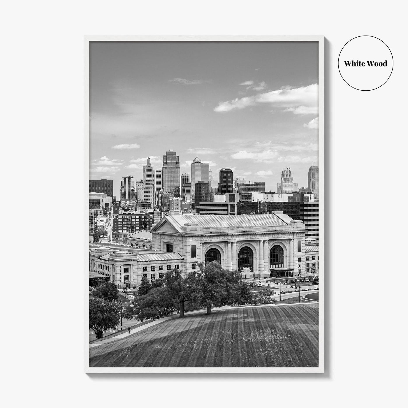 Kansas City Skyline Black and White Fine Art Photo Print, Missouri Union Station Poster
