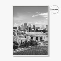 Kansas City Skyline Black and White Fine Art Photo Print, Missouri Union Station Poster