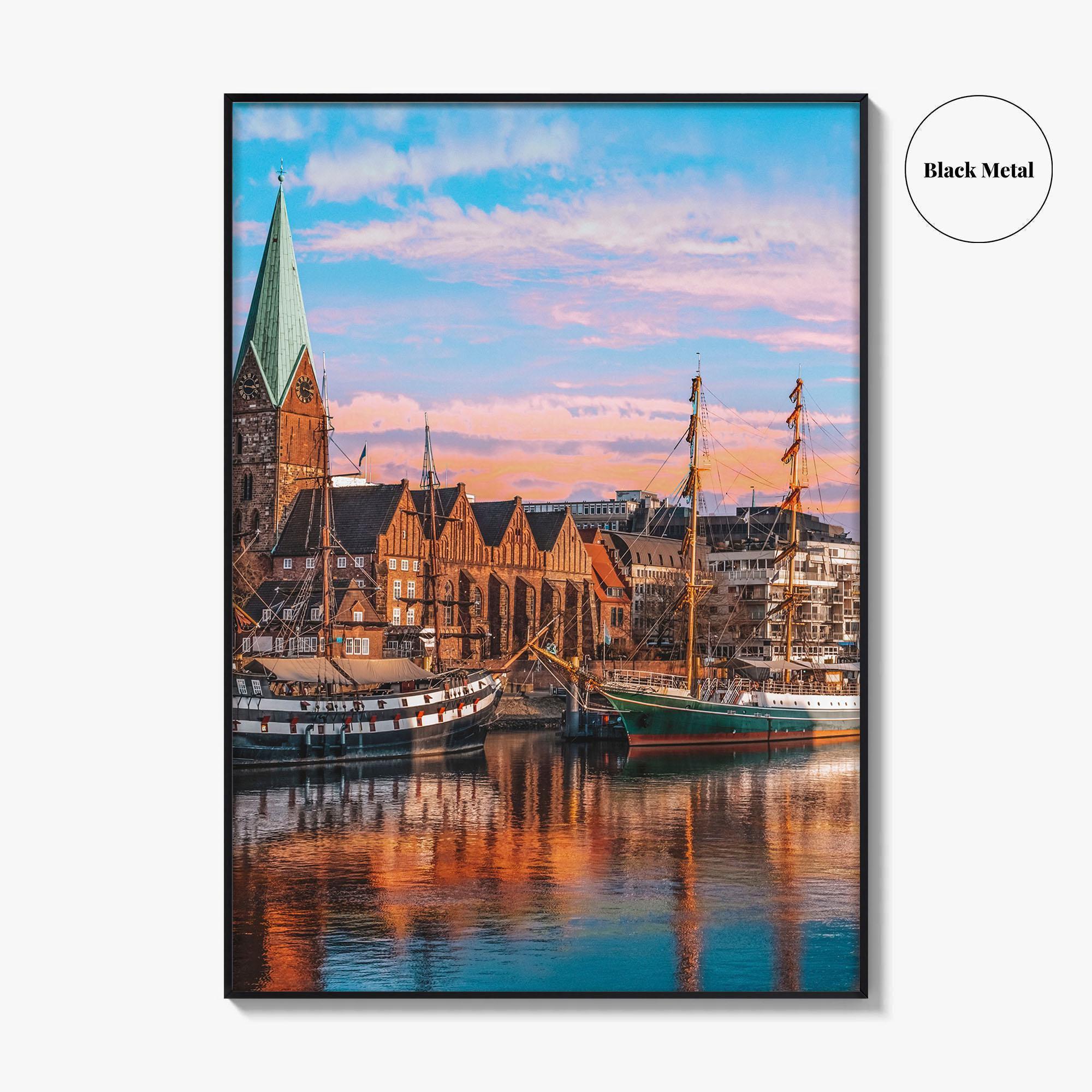 Bremen Fine Art Photo Print, Weser River, Schlachte Promenade, Tall Ships, Germany Poster