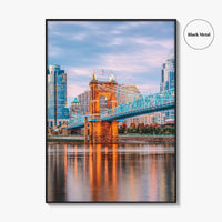 Cincinnati Skyline Fine Art Photo Print, Downtown, Ohio River Bridge, OH USA Wall Poster