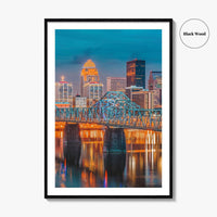 Louisville Skyline Fine Art Photo Print, Kentucky Downtown, Ohio River, USA Wall Decor Poster