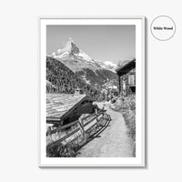 Zermatt Black and White Fine Art Photo Print, Matterhorn Swiss Alps Poster