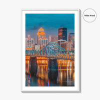 Louisville Skyline Fine Art Photo Print, Kentucky Downtown, Ohio River, USA Wall Decor Poster