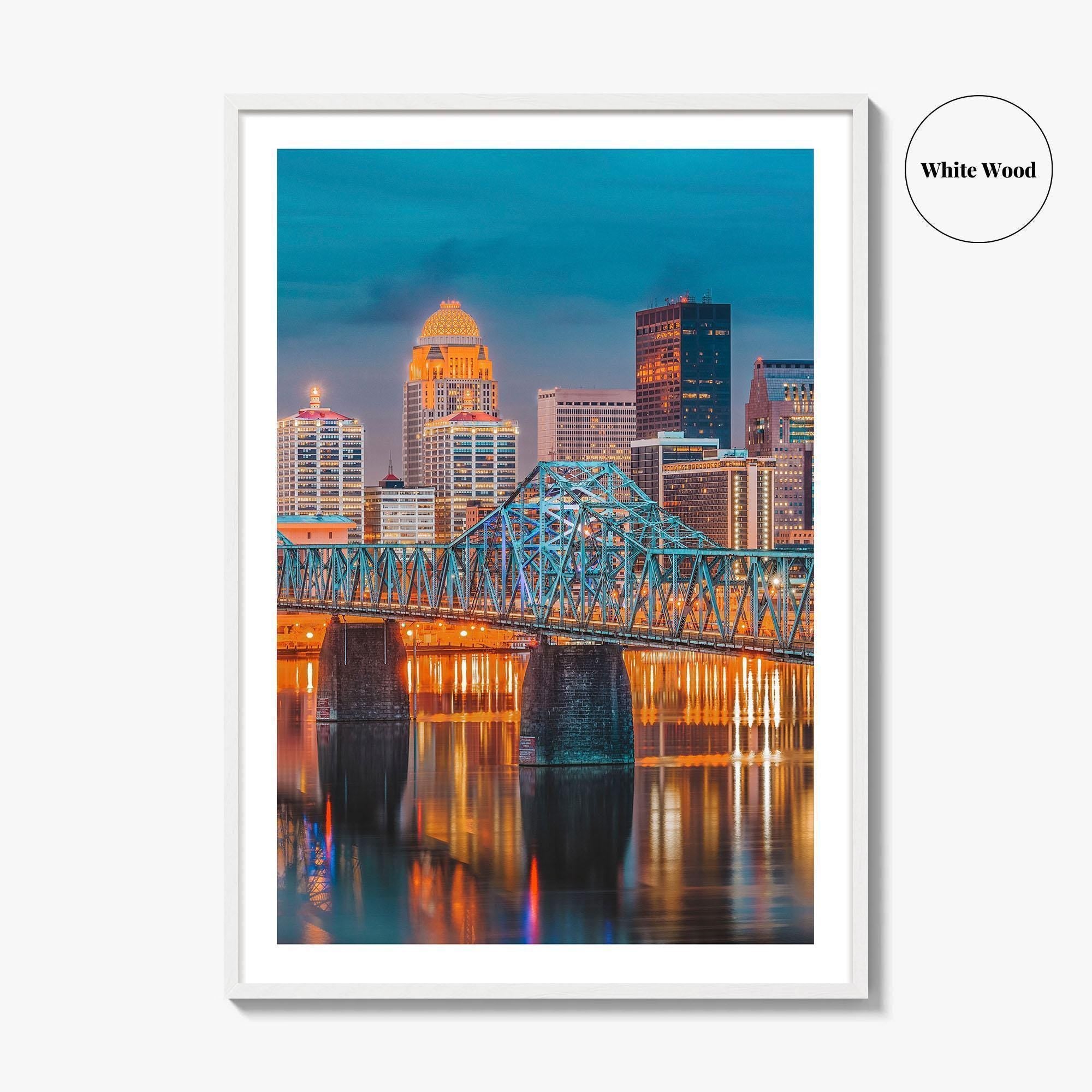 Louisville Skyline Fine Art Photo Print, Kentucky Downtown, Ohio River, USA Wall Decor Poster