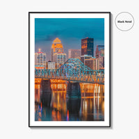 Louisville Skyline Fine Art Photo Print, Kentucky Downtown, Ohio River, USA Wall Decor Poster