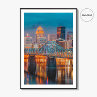 Louisville Skyline Fine Art Photo Print, Kentucky Downtown, Ohio River, USA Wall Decor Poster