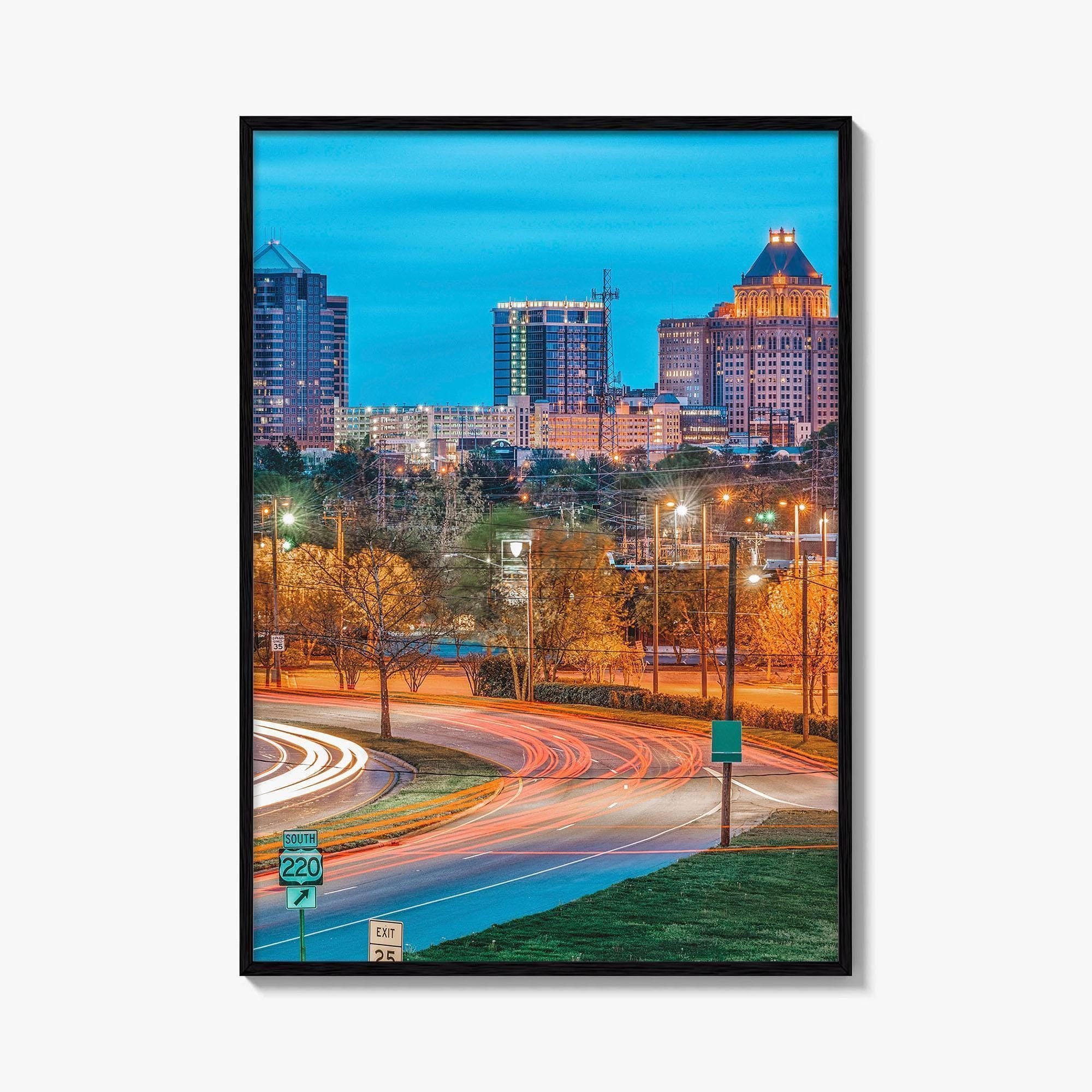 Greensboro Skyline Fine Art Photo Print, North Carolina, USA, Wall Decor Poster