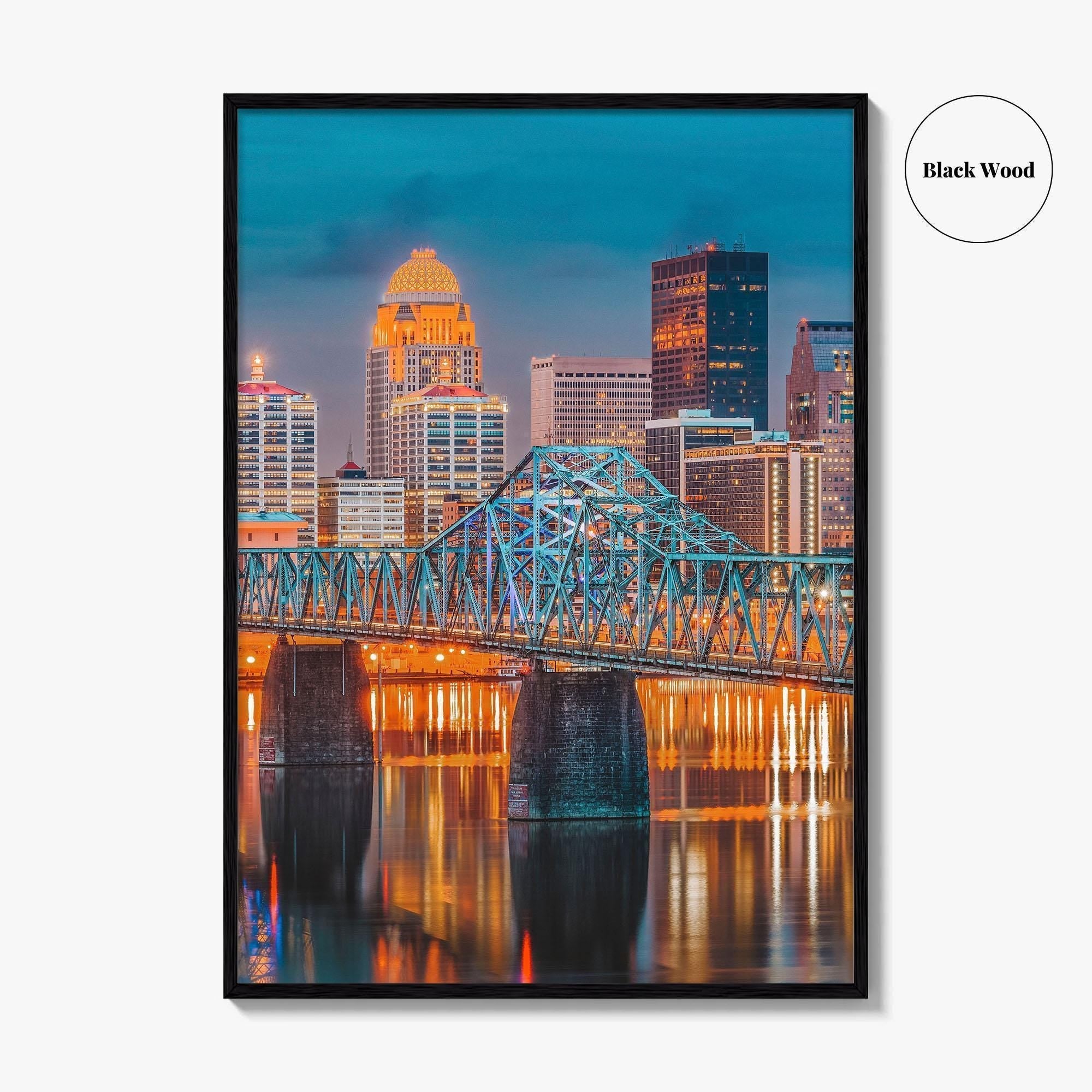 Louisville Skyline Fine Art Photo Print, Kentucky Downtown, Ohio River, USA Wall Decor Poster
