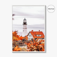 Portland Maine Fine Art Photo Print, Lighthouse, Fall, New England, USA Wall Decor Poster