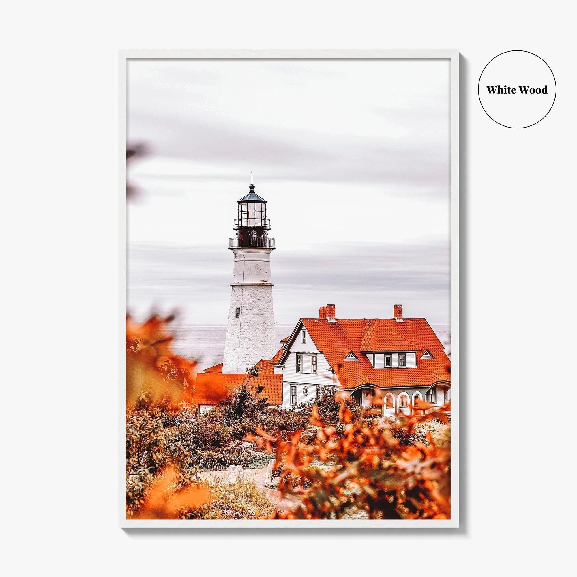 Portland Maine Fine Art Photo Print, Lighthouse, Fall, New England, USA Wall Decor Poster