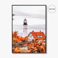 Portland Maine Fine Art Photo Print, Lighthouse, Fall, New England, USA Wall Decor Poster