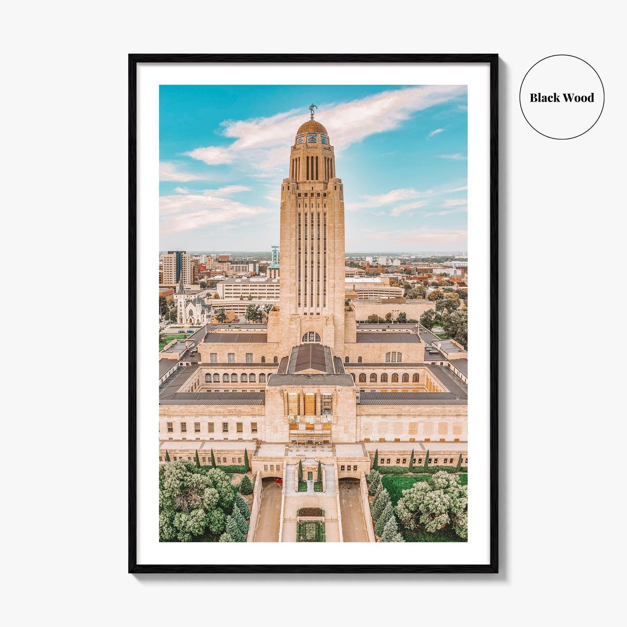 Lincoln Fine Art Photo Print, Nebraska State Capitol Poster, Downtown Wall Decor, USA