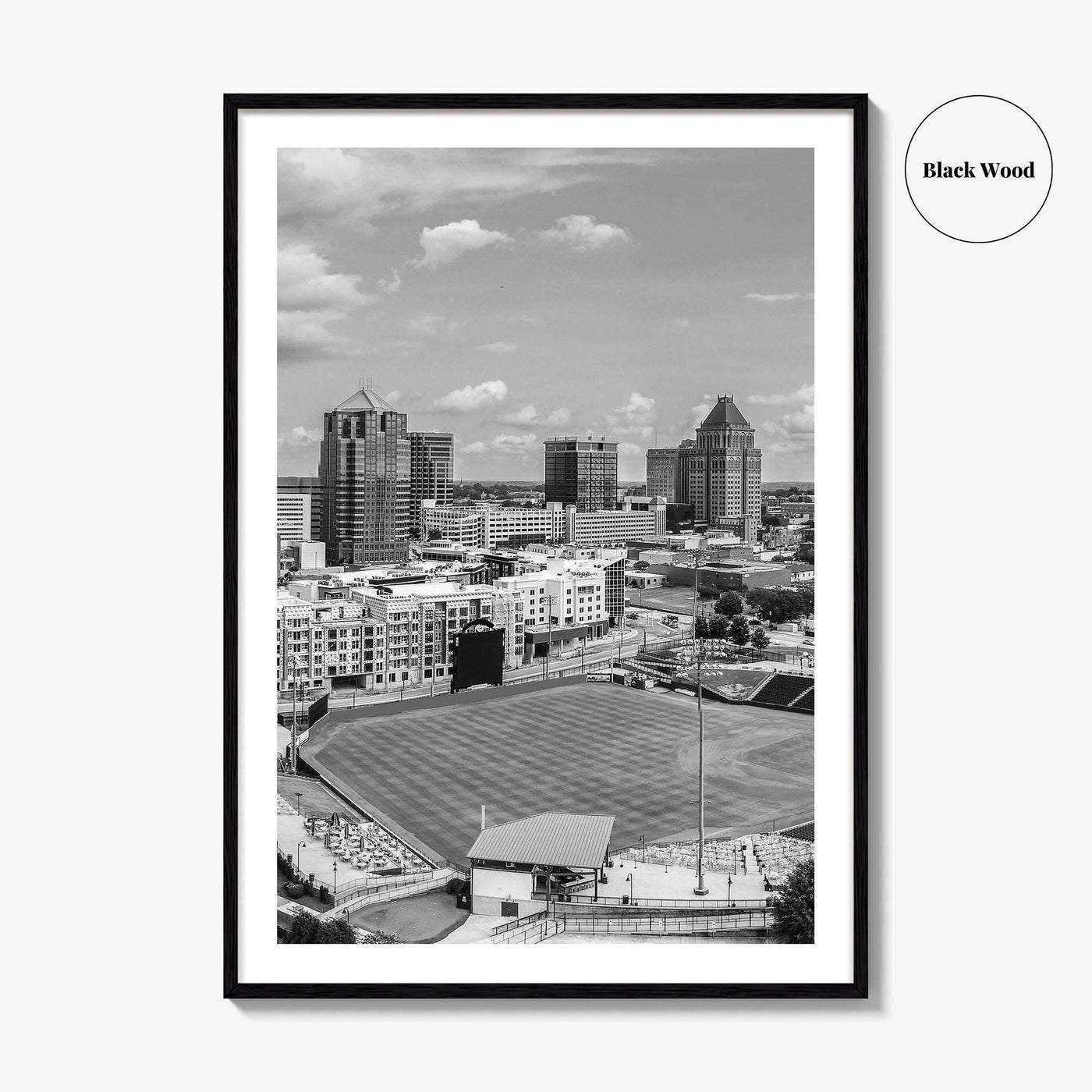 Greensboro Skyline Black and White Fine Art Photo Print, Downtown NC Poster, USA