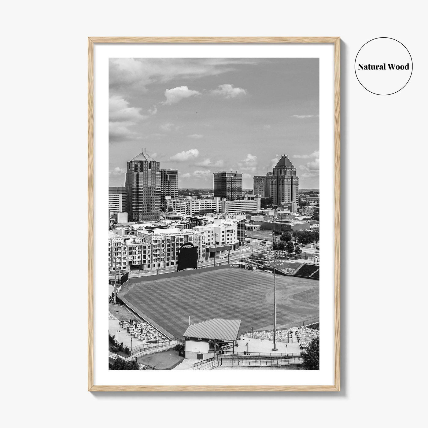 Greensboro Skyline Black and White Fine Art Photo Print, Downtown NC Poster, USA