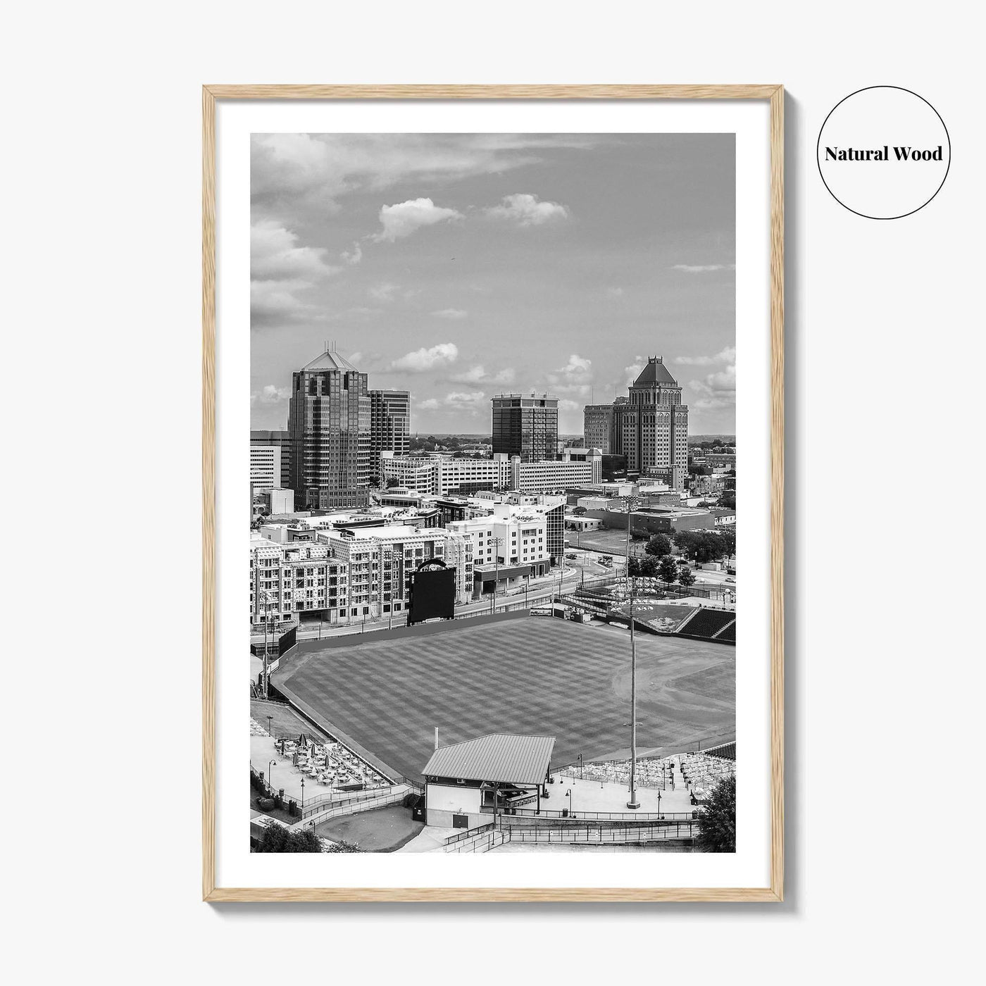 Greensboro Skyline Black and White Fine Art Photo Print, Downtown NC Poster, USA