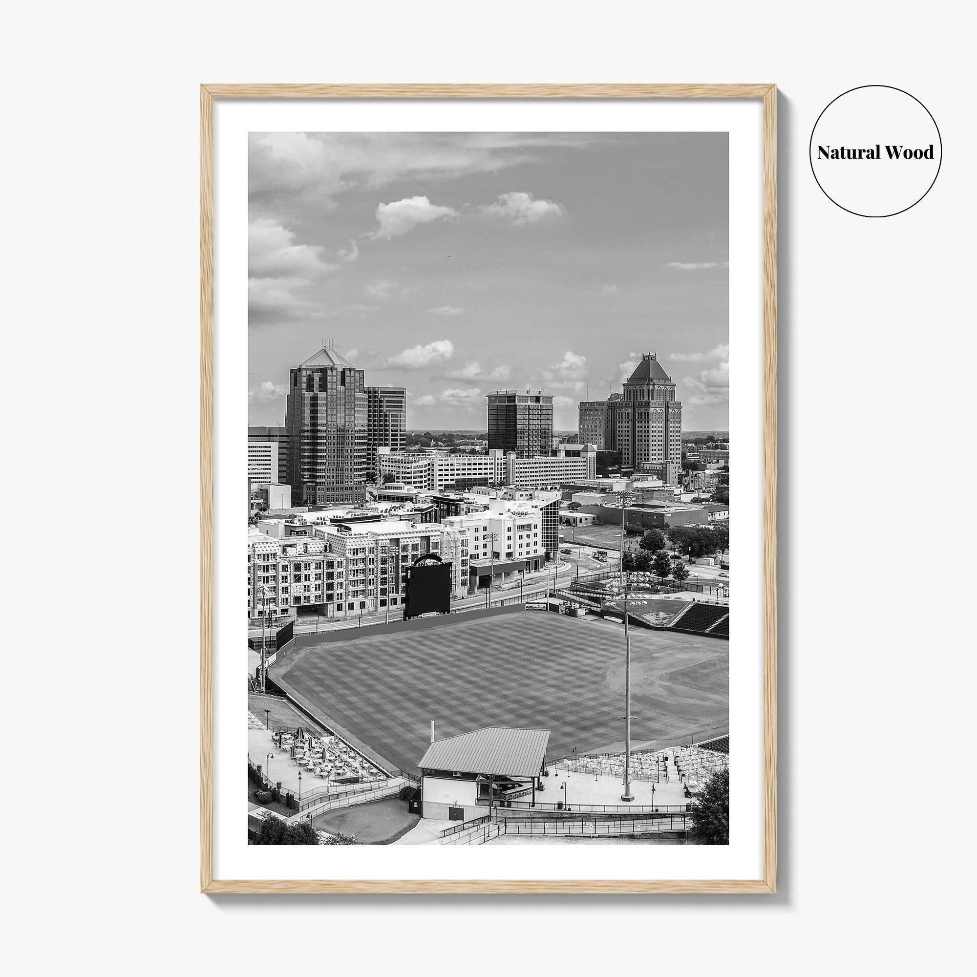 Greensboro Skyline Black and White Fine Art Photo Print, Downtown NC Poster, USA