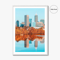 Indianapolis Skyline Fine Art Photo Print, Indiana USA Poster, Indy White River