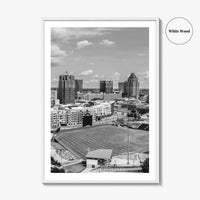 Greensboro Skyline Black and White Fine Art Photo Print, Downtown NC Poster, USA