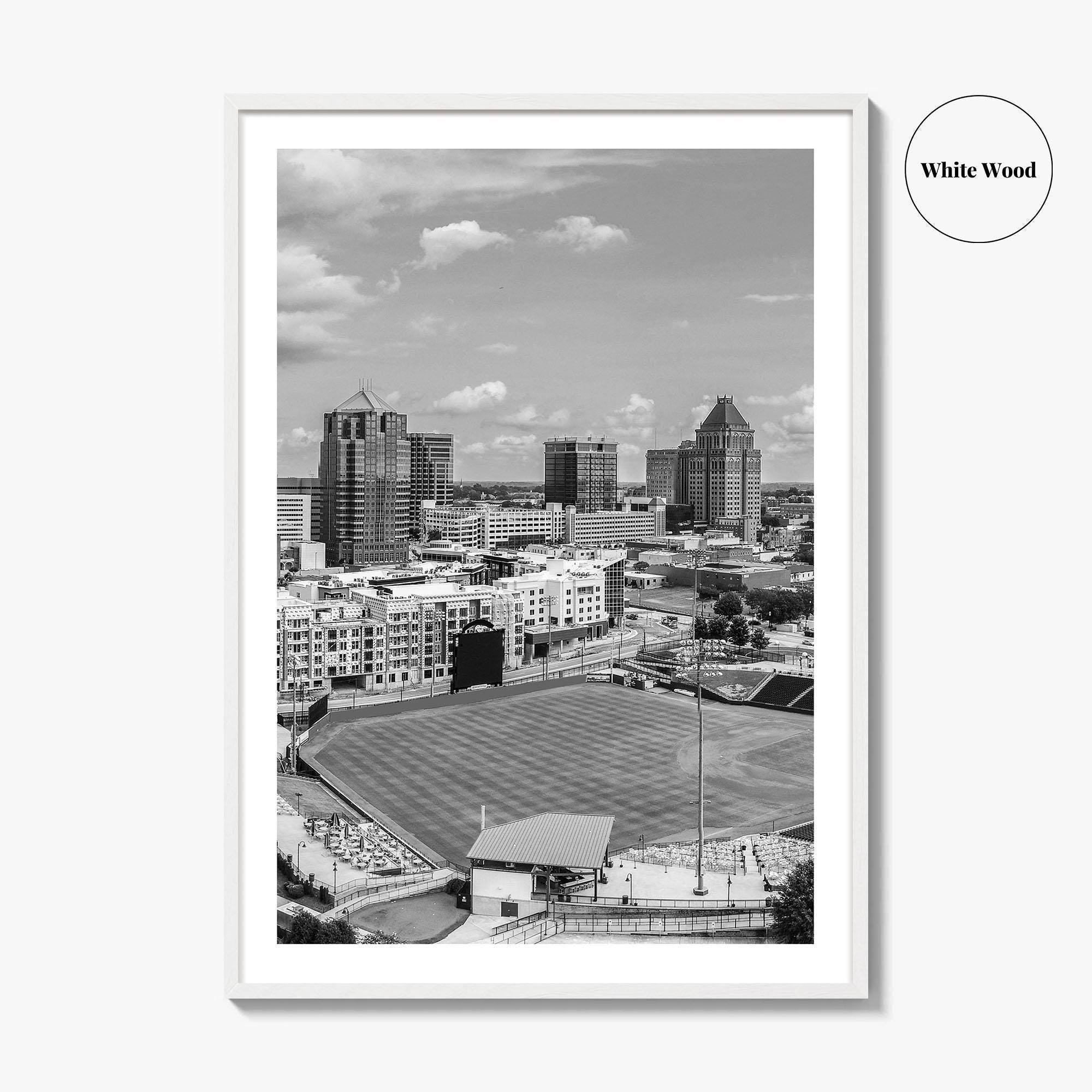 Greensboro Skyline Black and White Fine Art Photo Print, Downtown NC Poster, USA