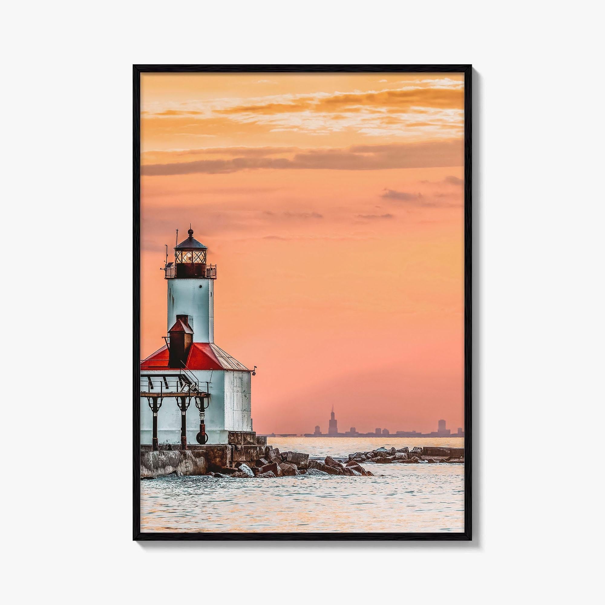 Michigan City Skyline Fine Art Photo Print, Indiana, Lighthouse, Chicago, USA, Wall Decor, Poster