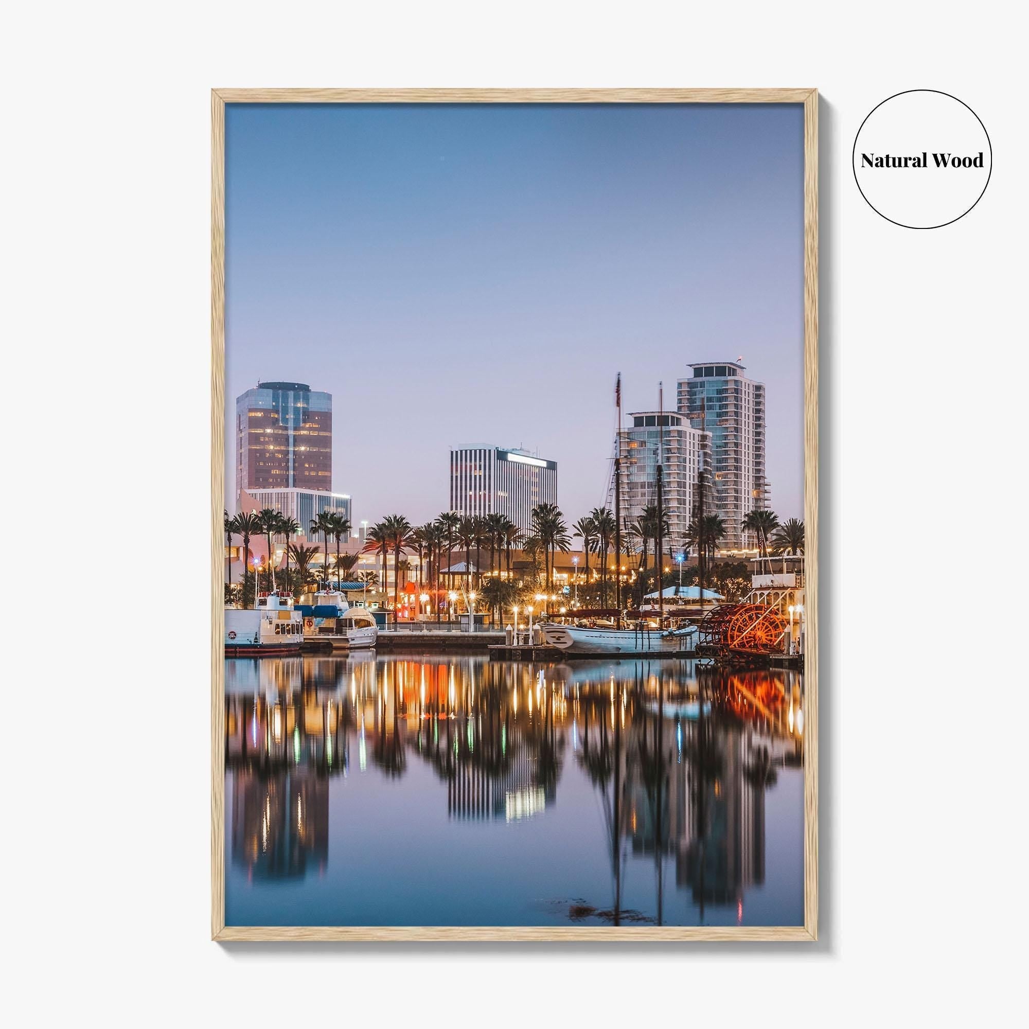 Long Beach Skyline Fine Art Photo Print, California USA, Wall Decor Poster