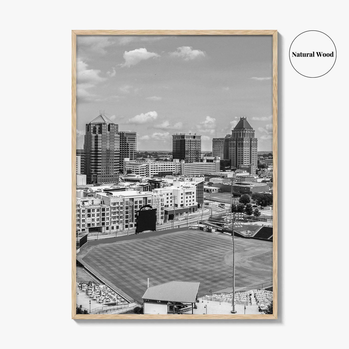 Greensboro Skyline Black and White Fine Art Photo Print, Downtown NC Poster, USA