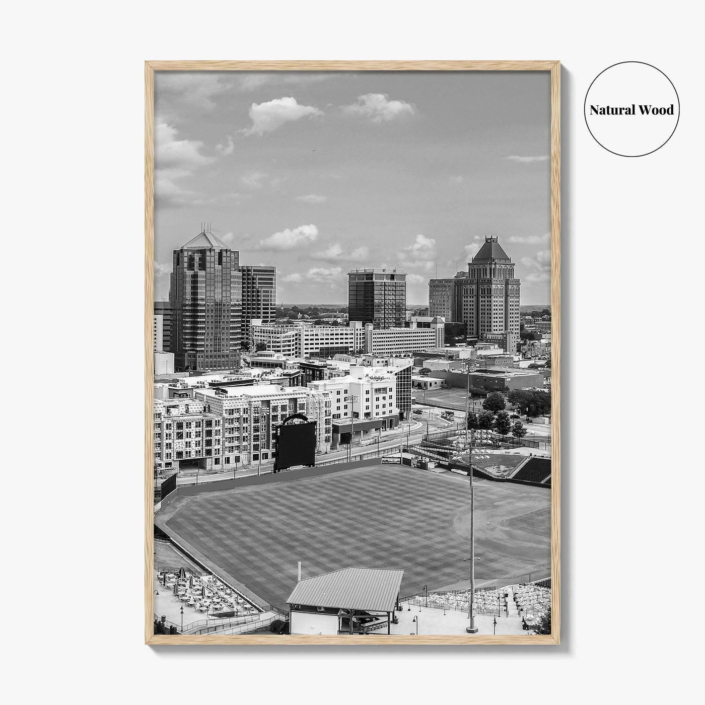 Greensboro Skyline Black and White Fine Art Photo Print, Downtown NC Poster, USA