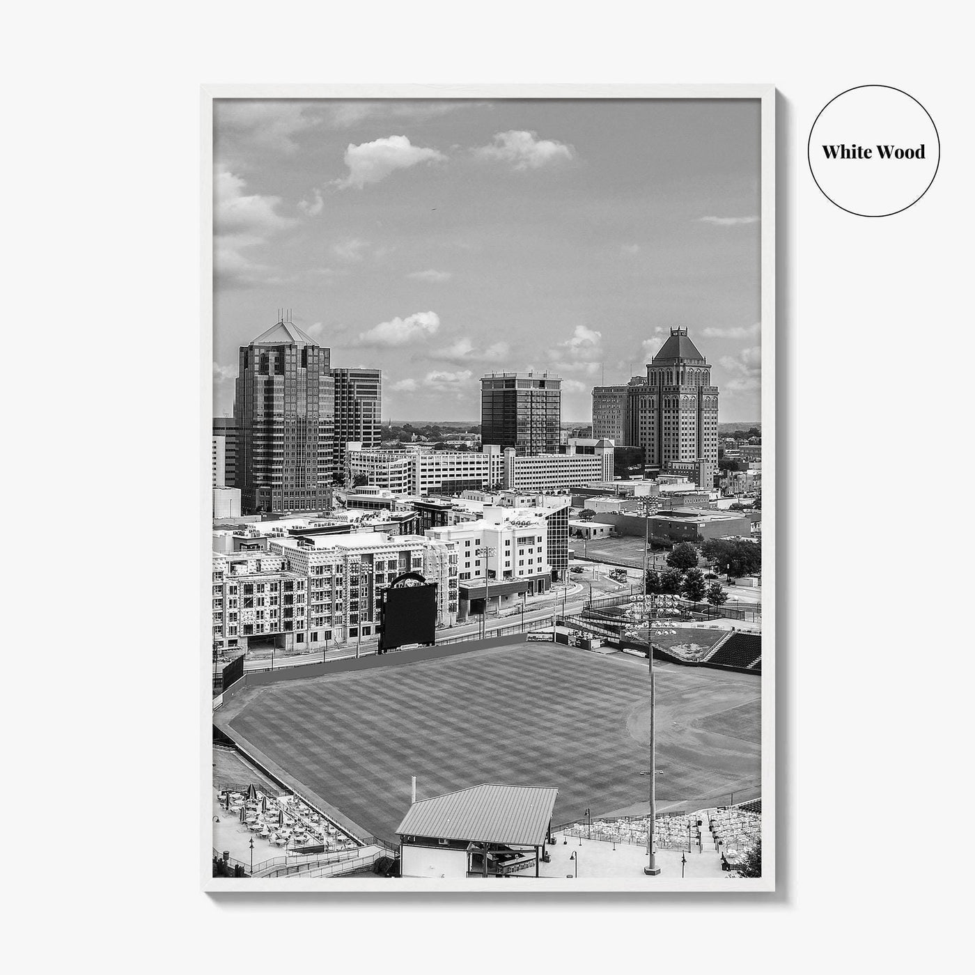 Greensboro Skyline Black and White Fine Art Photo Print, Downtown NC Poster, USA