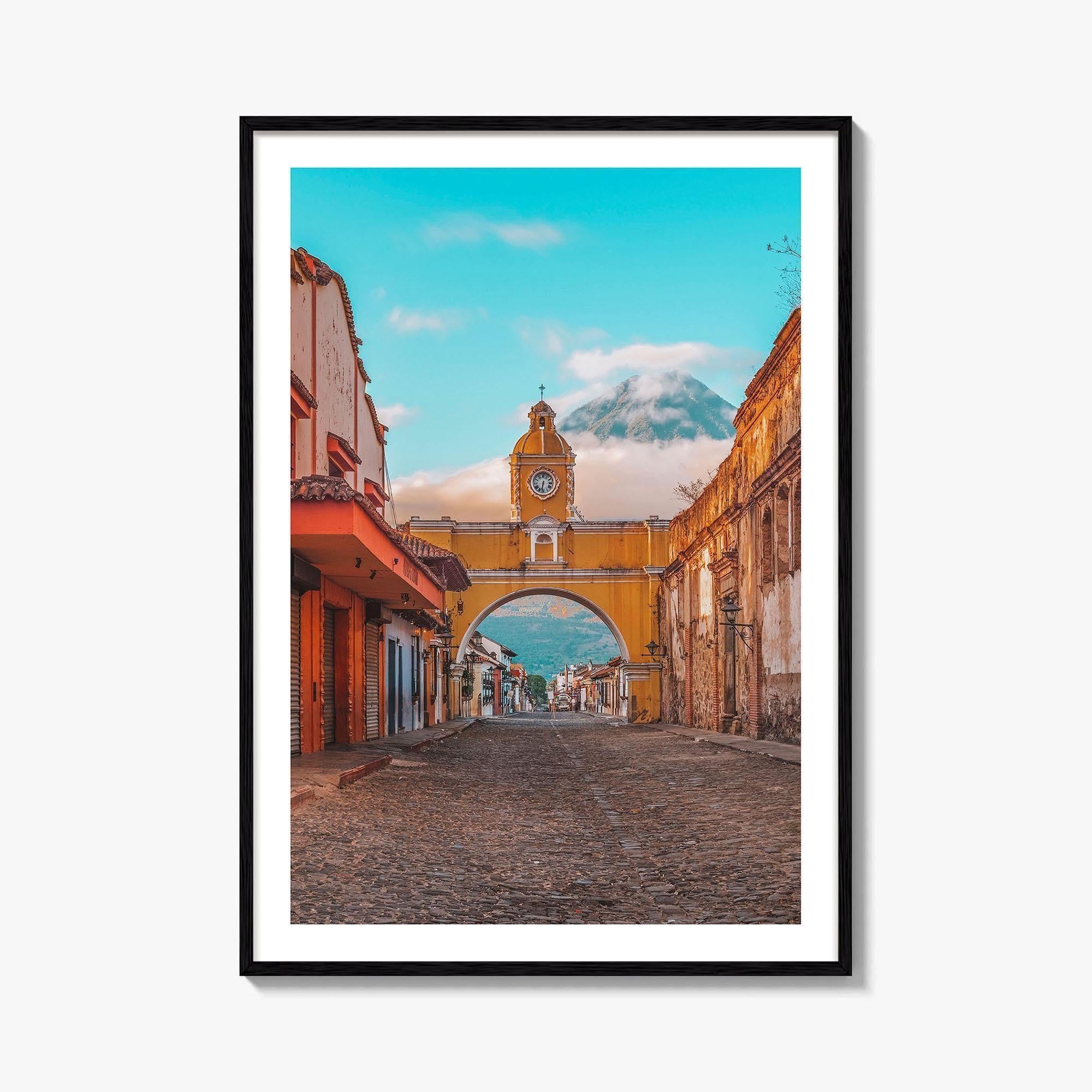 Antigua Guatemala Fine Art Photo Print, Santa Catalina Arch, Agua Volcano Poster