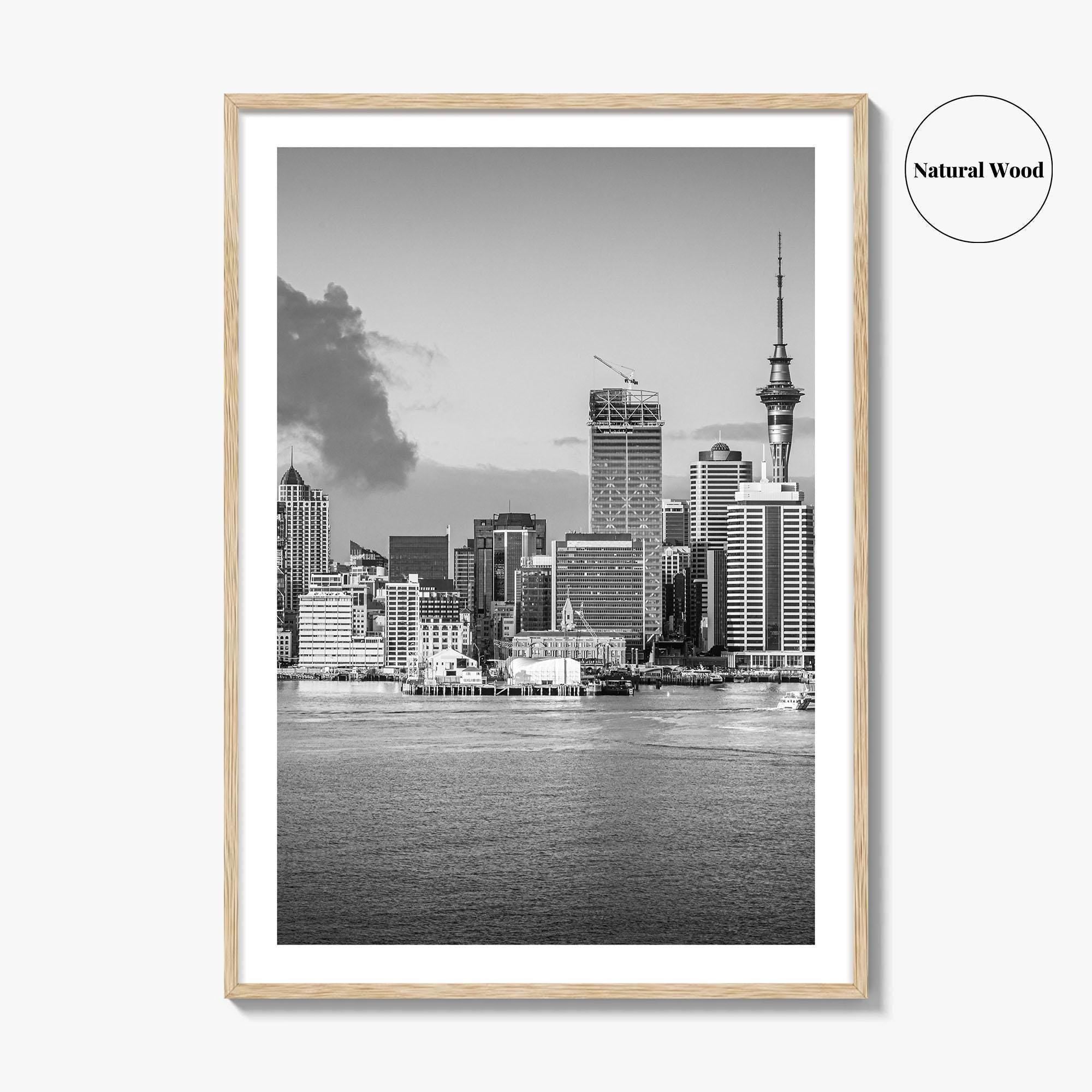 Auckland Skyline Black and White Fine Art Photo Print, New Zealand Wall Decor, Poster
