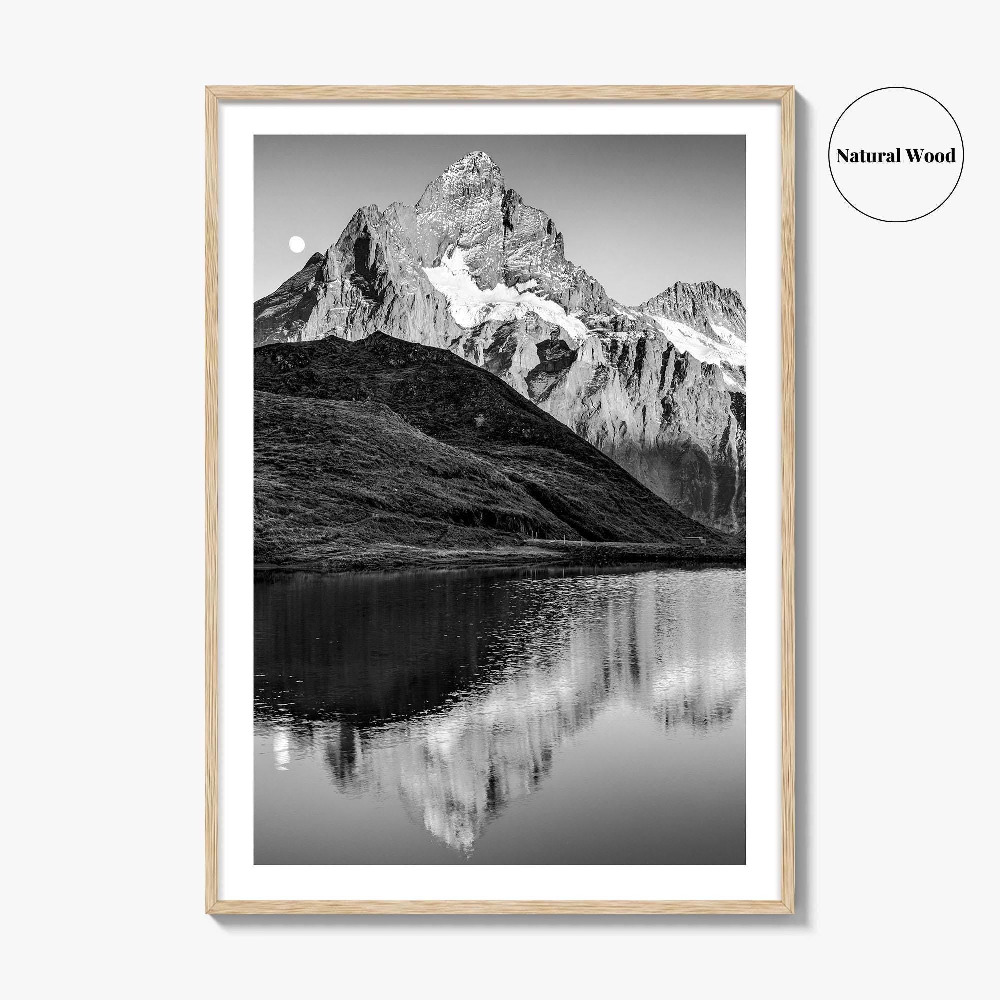 Bachalpsee Black and White Fine Art Photo Print, Bachalp Lake, Grindelwald, Switzerland Poster